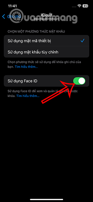 Khóa ghi chú bằng Face ID