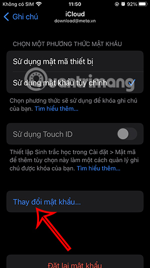 Đổi mật khẩu khóa ghi chú iPhone