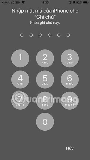 Nhập mật khẩu ghi chú iPhone