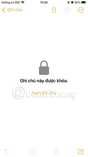 Ghi chú iPhone đã khóa