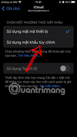 Dùng mật khẩu tùy chỉnh ghi chú iPhone