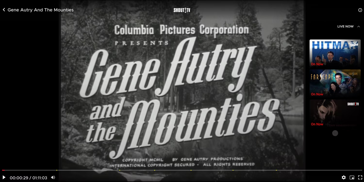 Shout! TV phát bộ phim kinh điển "Gene Autry and the Mounties"