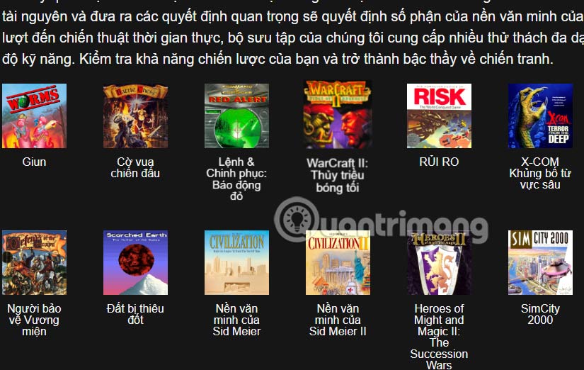 Trò chơi DOS trên WePlayDOS