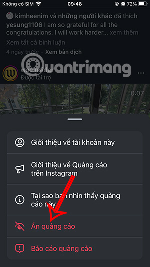 Ẩn quảng cáo trên Instagram
