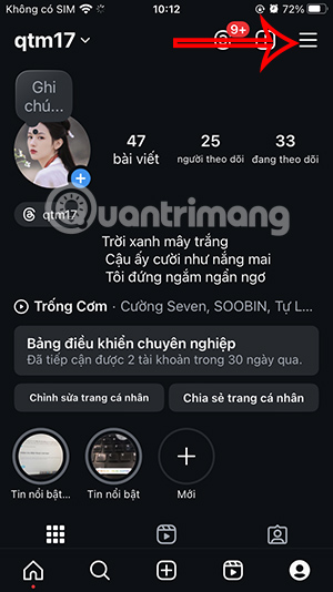 Tùy chỉnh tài khoản Instagram