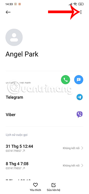 Tùy chọn liên hệ trên Android
