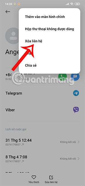 Xóa liên hệ WhatsApp Android