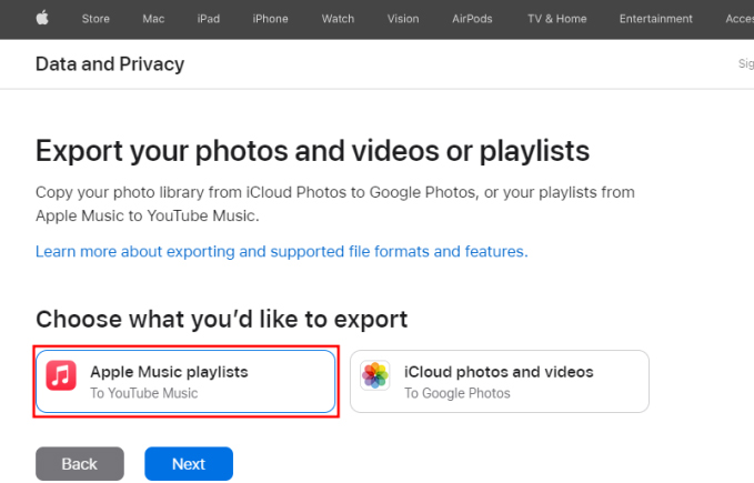 Chọn chuyển playlist Apple Music
