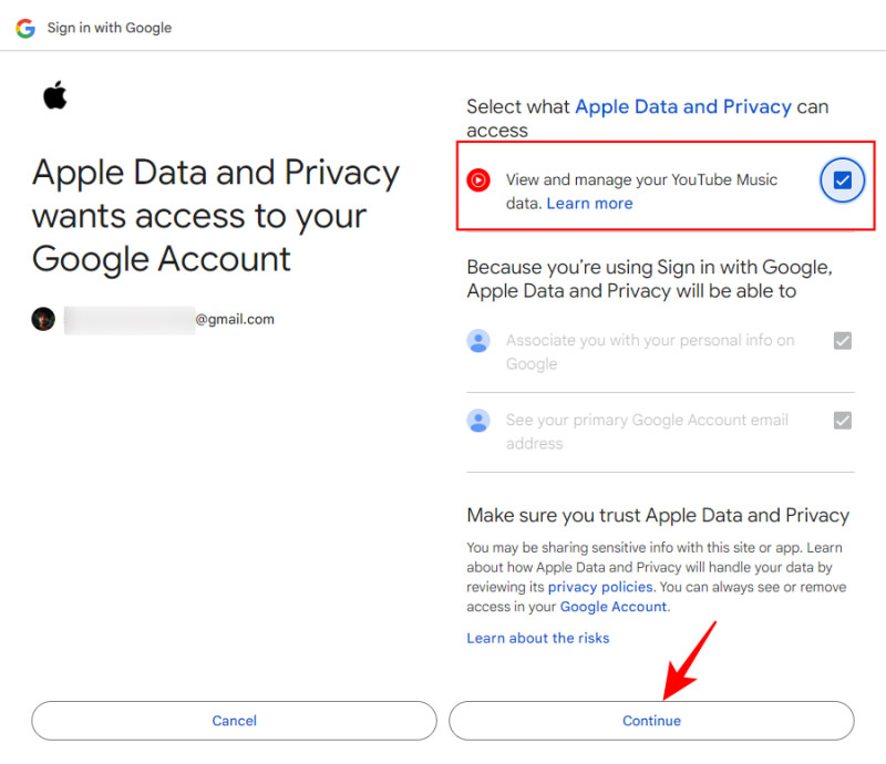 Quản lý dữ liệu YouTube Music