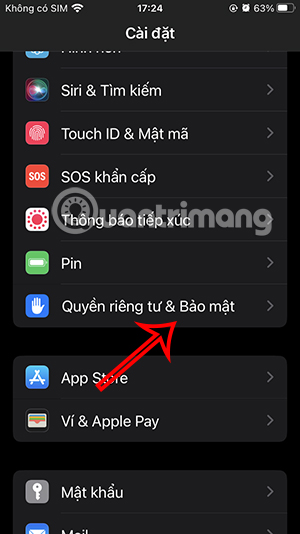 Chỉnh quyền riêng tư iPhone 