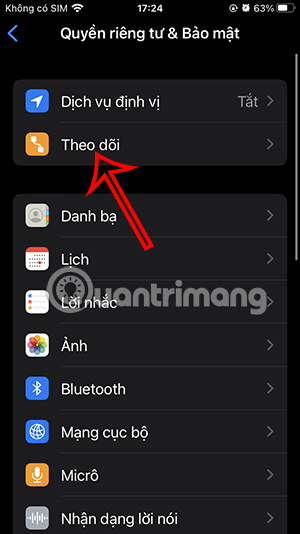 Chỉnh chế độ theo dõi trên iPhone 