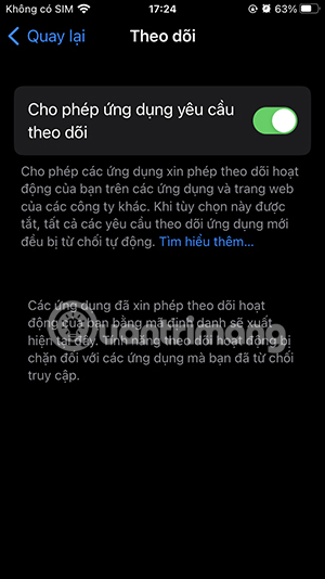 Tính năng theo dõi của ứng dụng trên iPhone