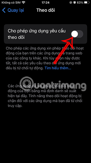 Tắt theo dõi từ ứng dụng iPhone