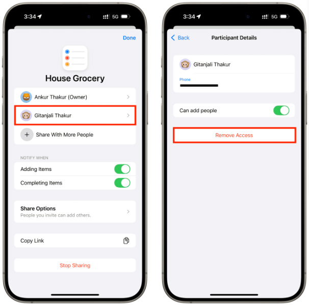Xóa người khỏi nhóm nhắc nhở chung 