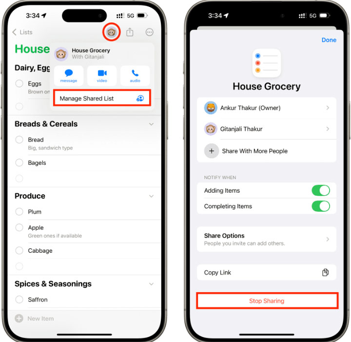 Dừng chia sẻ lời nhắc nhở chung 