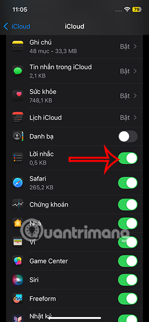 Lưu ứng dụng Lời nhắc