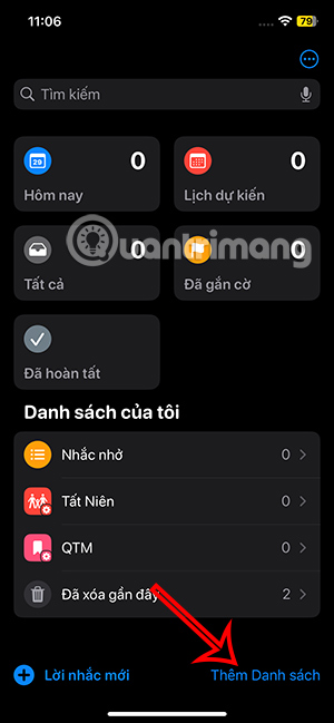 Tạo danh sách mới