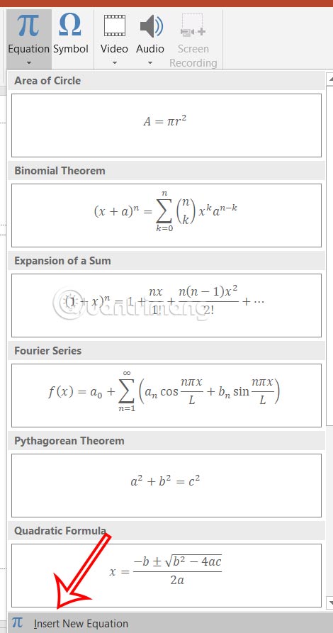 Phương trình toán học trong Powerpoint