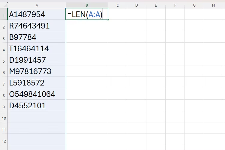 Hàm LEN trong Excel 