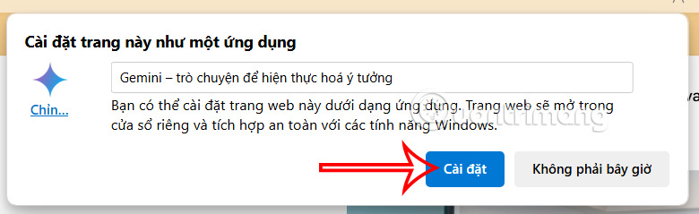 Đổi tên ứng dụng Gemini trên Edge