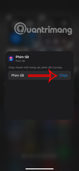 Phím tắt cho Control Center