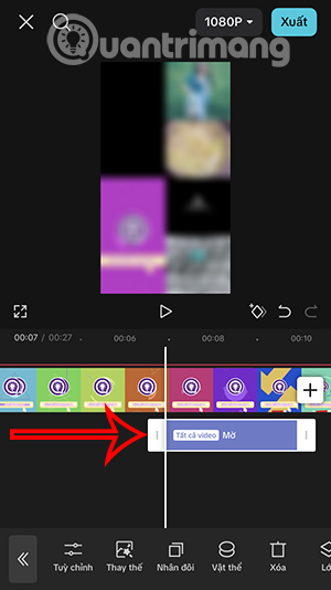 Thanh hiệu ứng làm mờ video CapCut