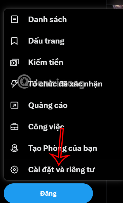 Cài đặt riêng tư X máy tính  