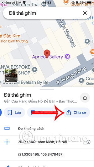 Chia sẻ địa điểm ghim trên Maps