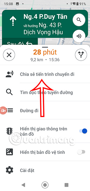 Chia sẻ hành trình di chuyển trên Google Maps