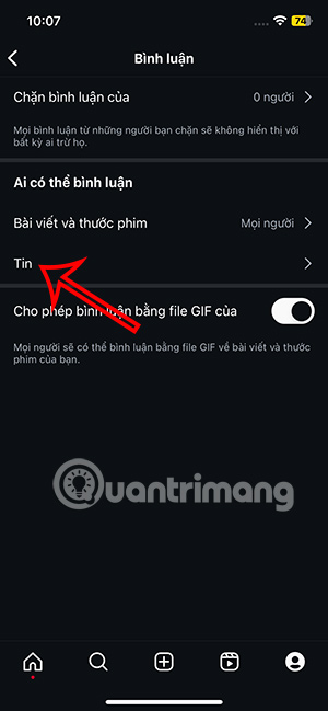 Chỉnh bình luận Story
