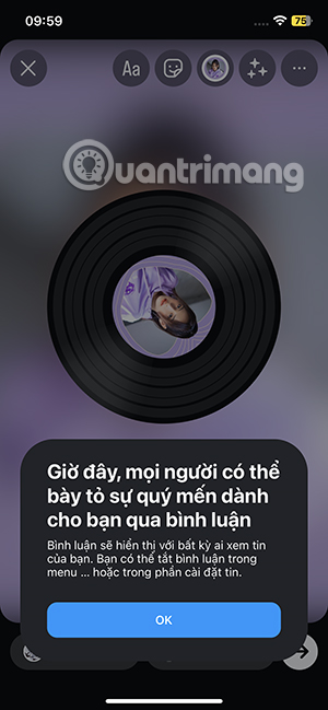 Thông báo tính năng bình luận Story