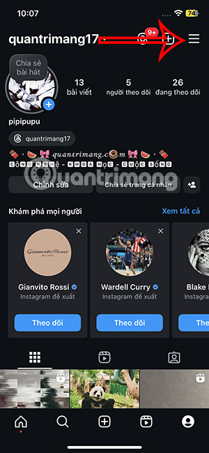 Tùy chỉnh tài khoản Instagram
