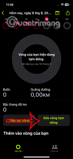 Sửa chuỗi hoạt động thể dục iPhone 