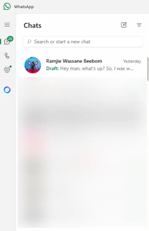 Bản nháp tin nhắn WhatsApp