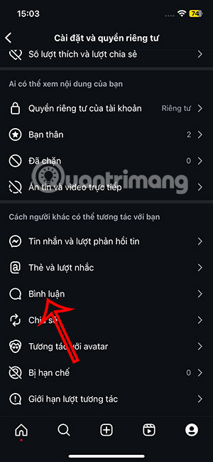 Chỉnh bình luận Instagram