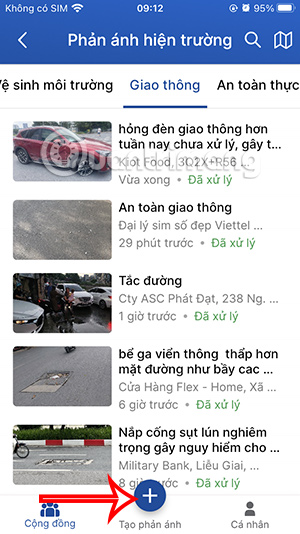 Tạo phản ánh trên iHanoi