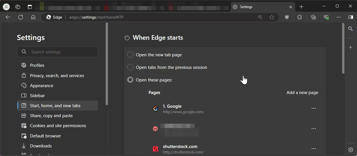 Cài đặt trang khởi động Microsoft Edge