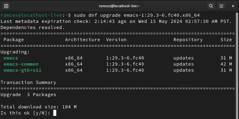 Lời nhắc nâng cấp có chọn lọc cho Emacs.