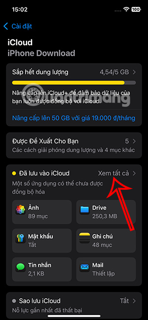 Xem ứng dụng dùng iCloud