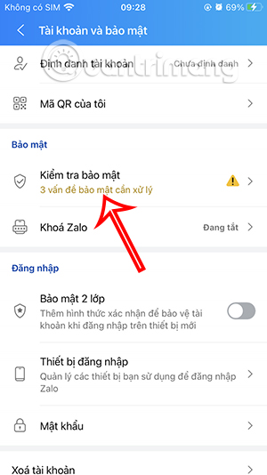 Kiểm tra bảo mật Zalo