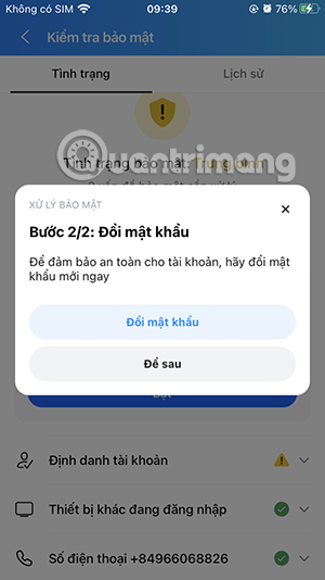 Đổi mật khẩu Zalo