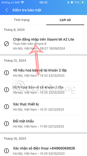 Lịch sử đăng nhập Zalo