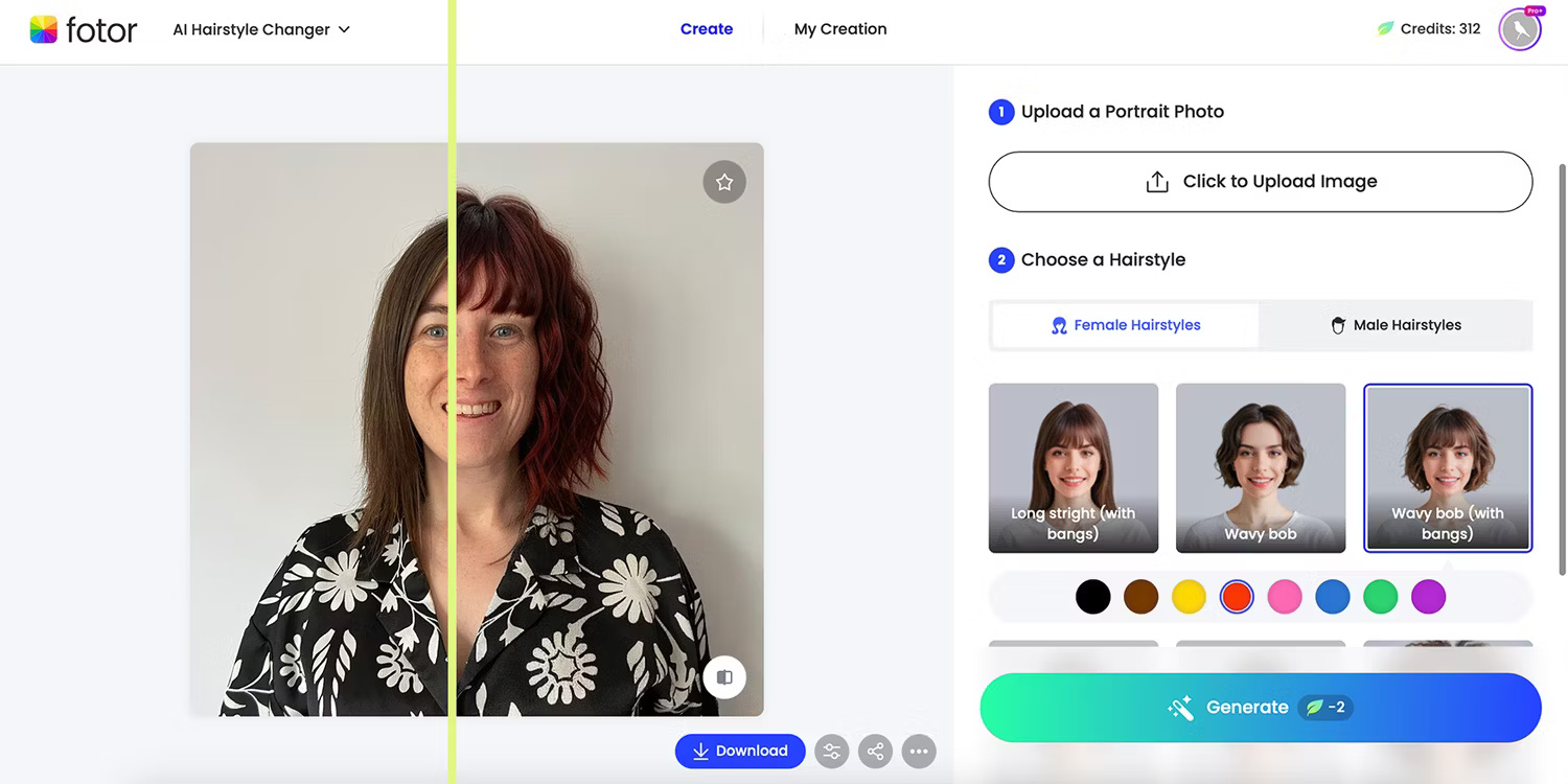 AI Fotor hair styling tool