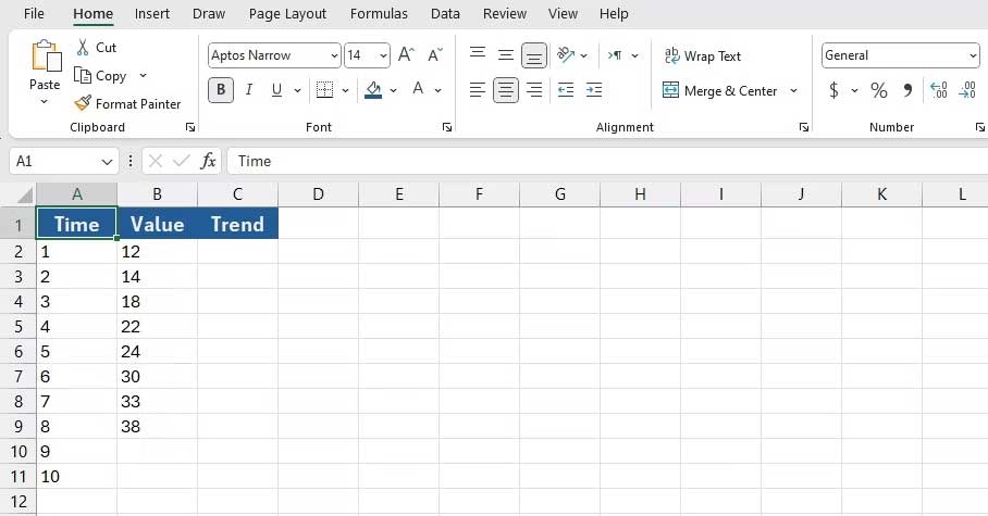 Ví dụ về cách dùng hàm TREND trong Excel