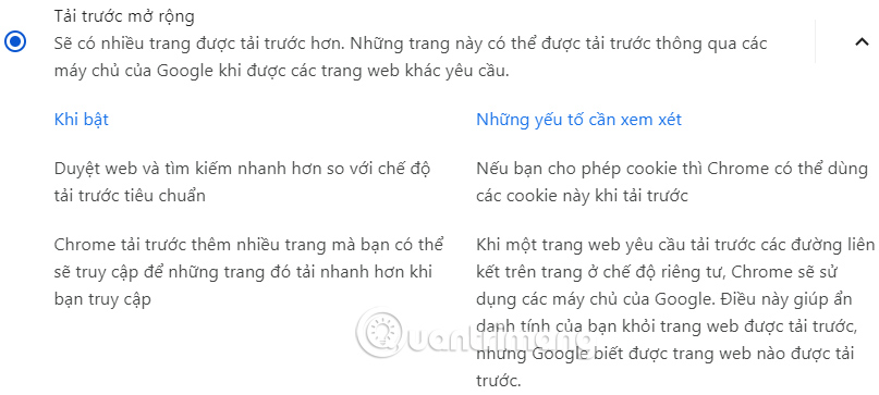 Tải trước mở rộng trên Chrome