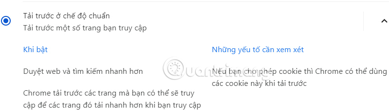 Tải trước tiêu chuẩn trên Chrome