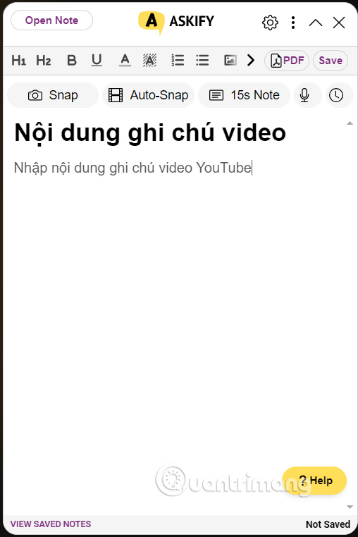 Viết ghi chú video YouTube