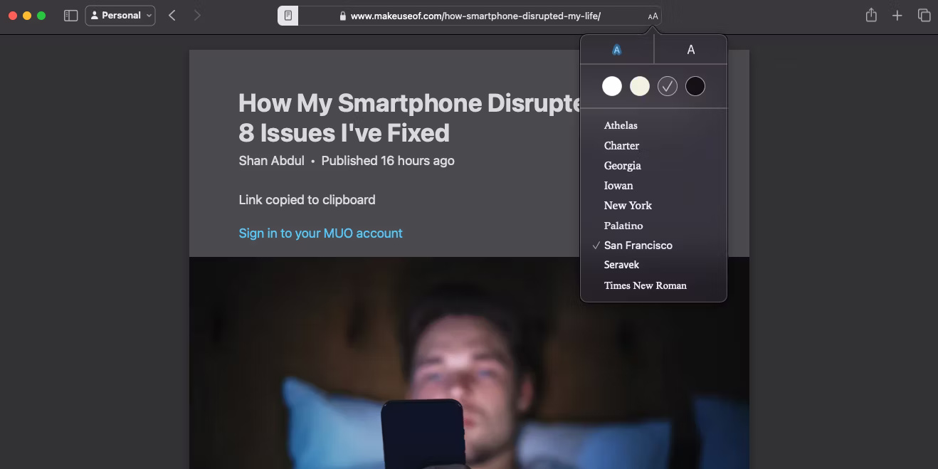 Điều chỉnh cài đặt phông chữ khi xem bài viết ở Reader View