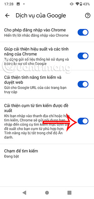 Cụm từ đề xuất tìm kiếm trên Google