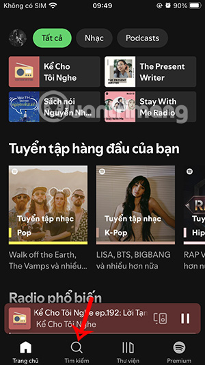 Tìm kiếm trên Spotify